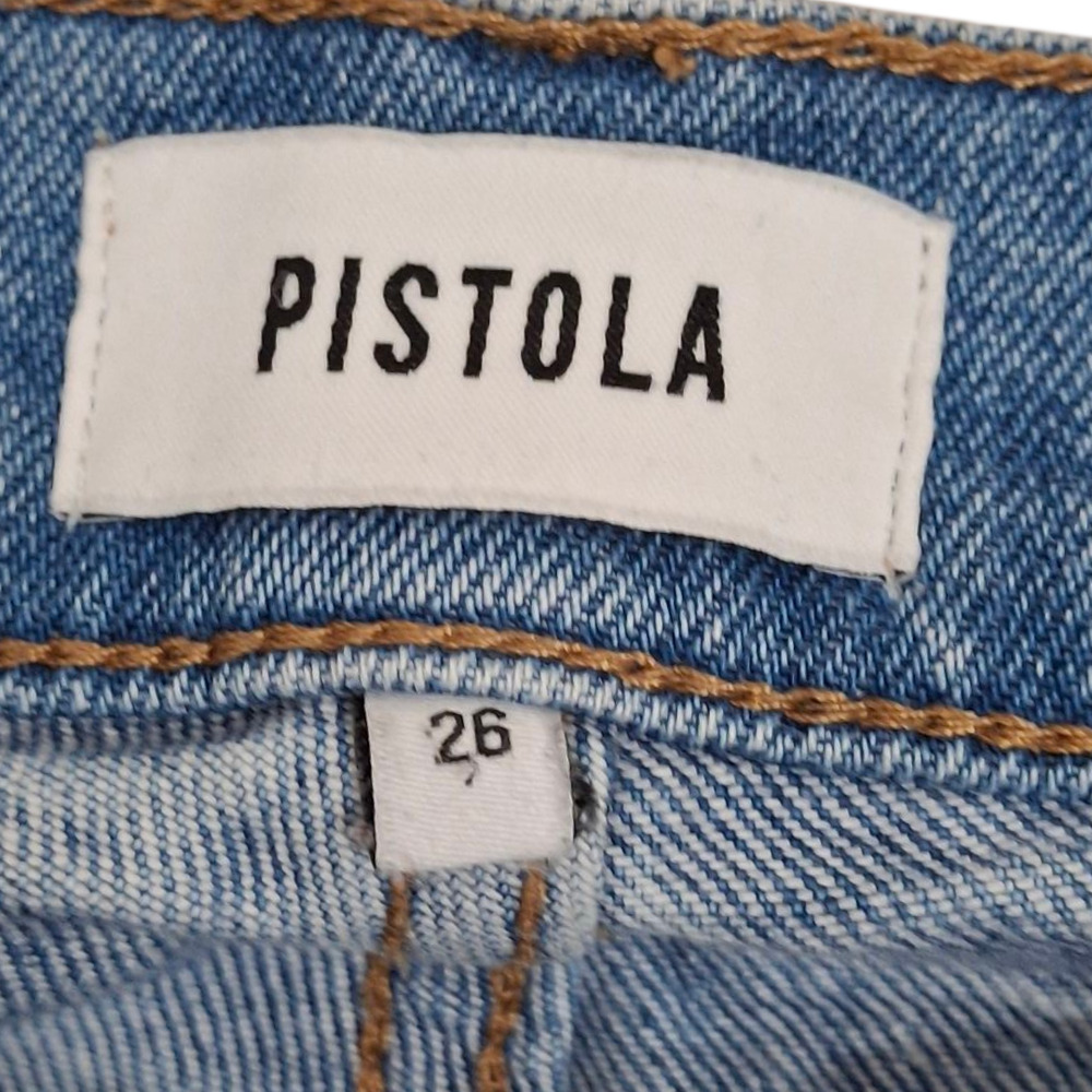 Pistola Distressed Light Blue Wash Straight Leg Cropped Women's Jean Pants Sz 26 - Picture 6 of 6